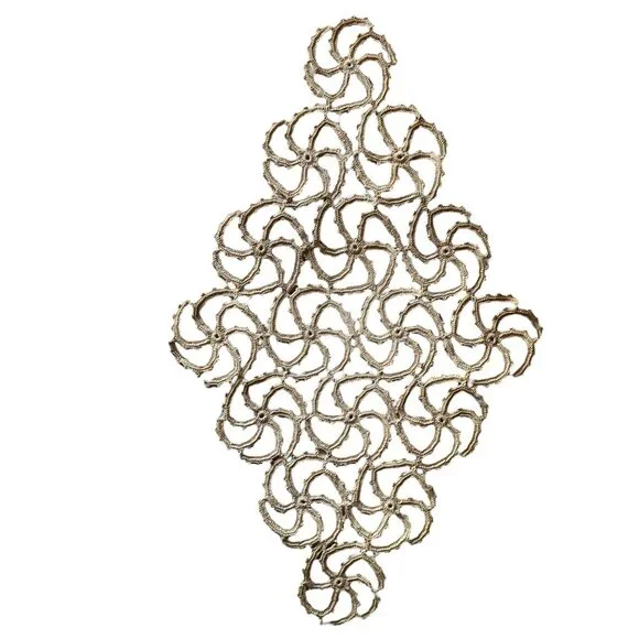 Antique Tatted Tan Centerpiece Doily With Pinwheel Design 19"x12" Handmade Event - Picture 7 of 7